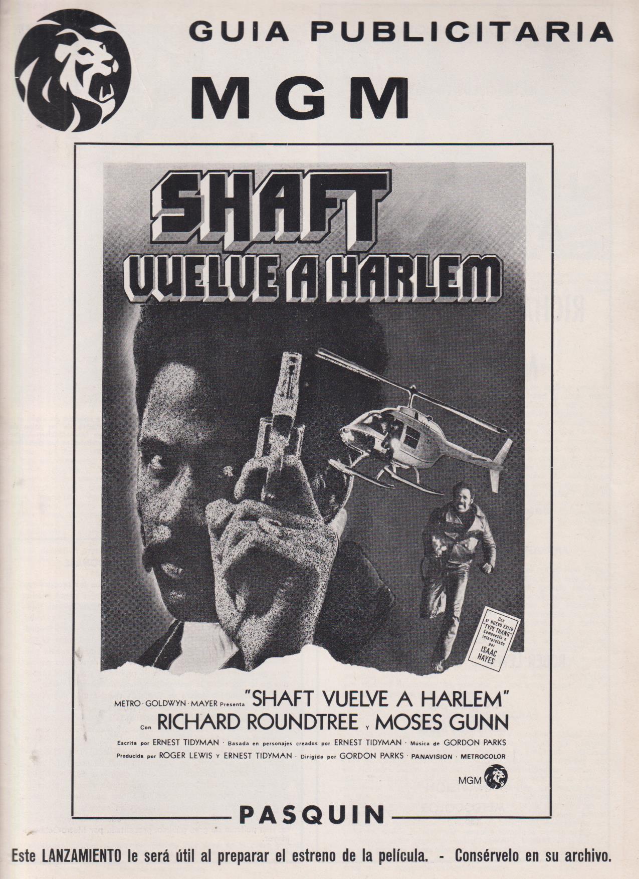Shaft vuelve a Harlem. Guía (8 páginas) de MGM