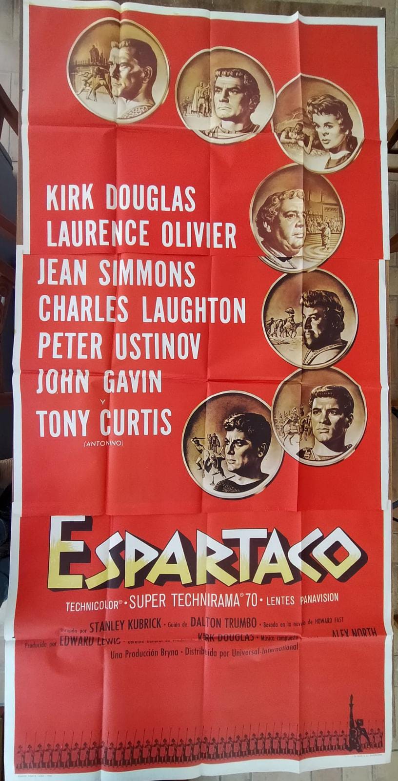 Espartaco. Cartel (210x100 cm) Original, 1960. En tres piezas