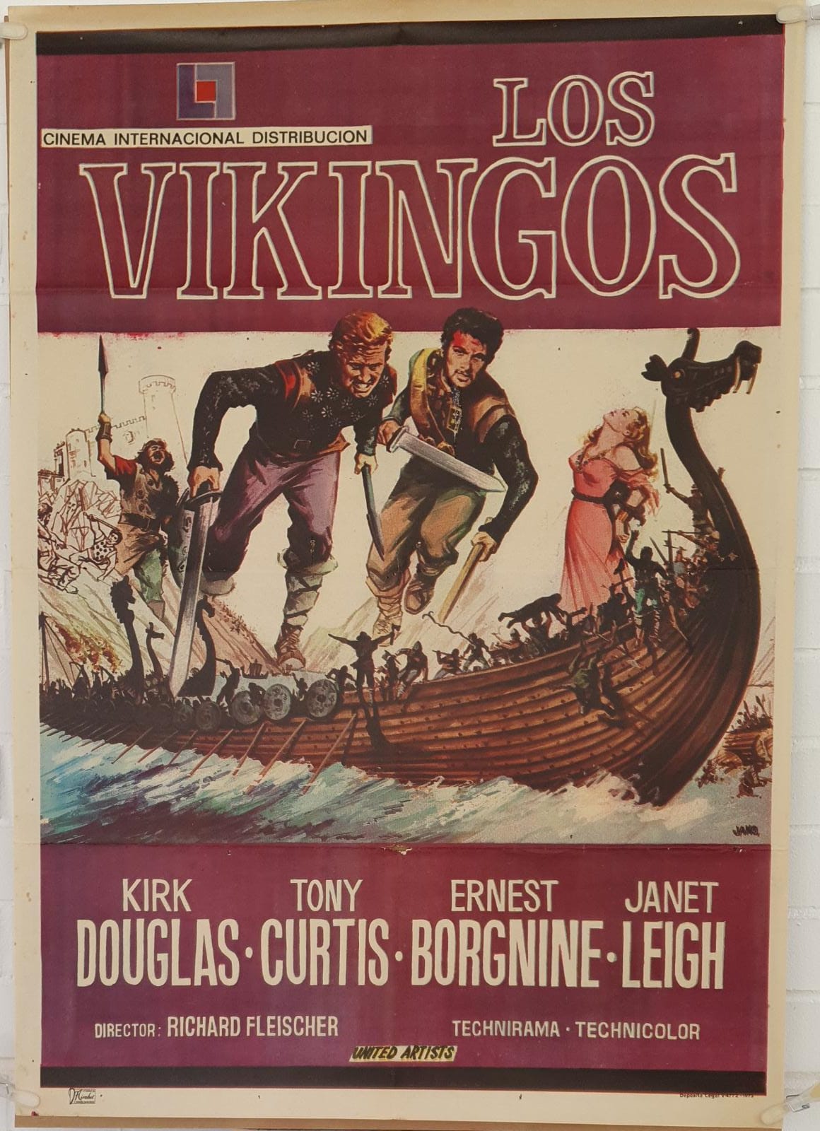 Los Vikingos. Cartel (100x70) Reposición del Año 1973