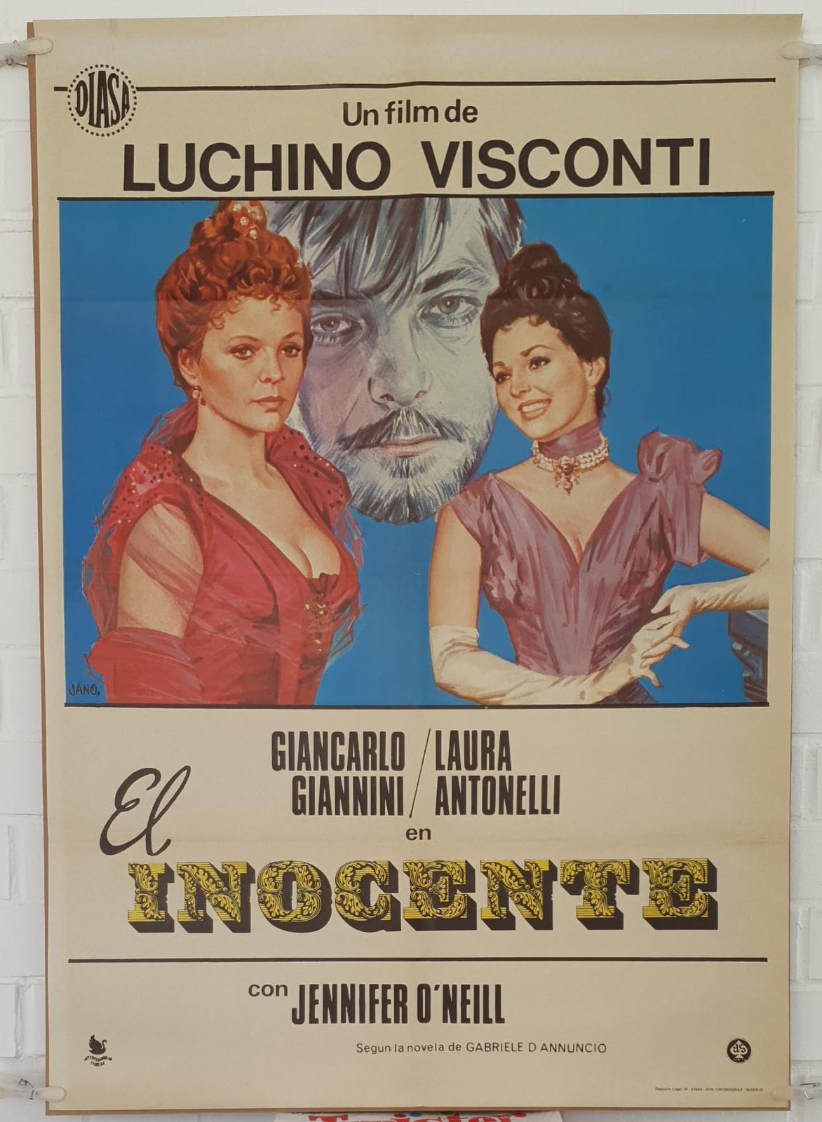 El Inocente. Laura Antonelli. Cartel (100x70) de Estreno, 1976
