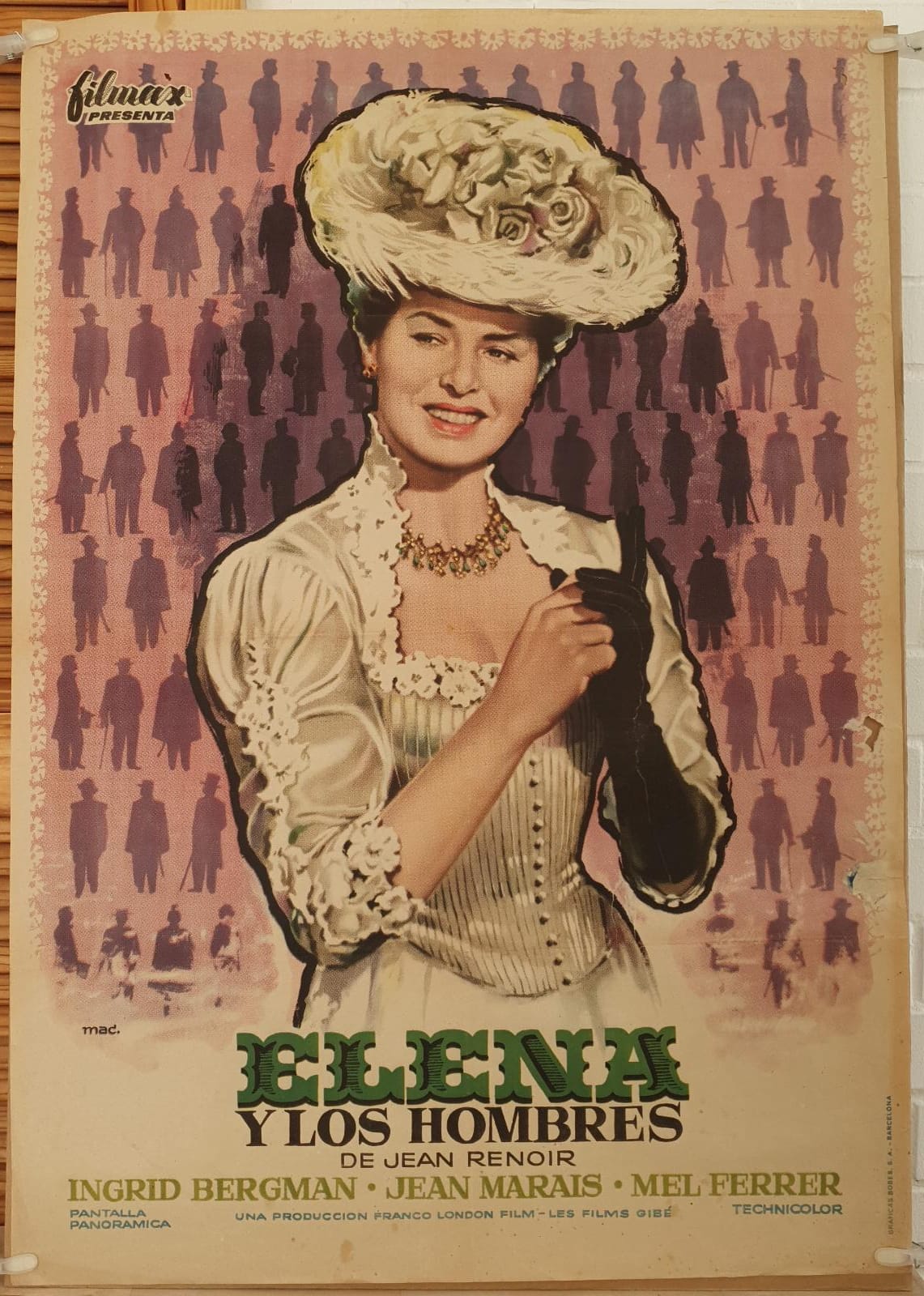 Elena y los hombres. Cartel (100x70) de Estreno