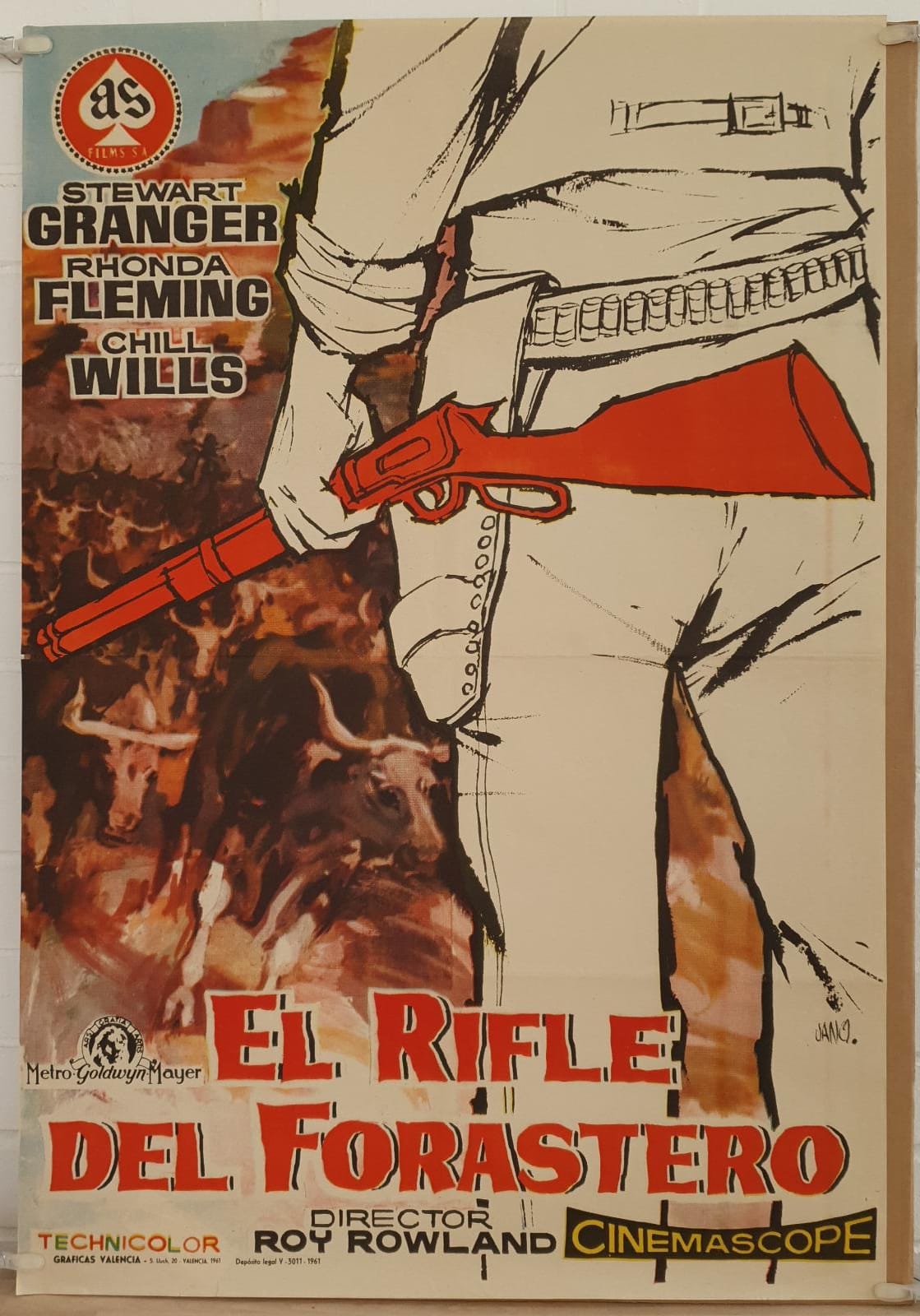 El Rifle del Forastero. Cartel (100x70) de Estreno, Año 1961