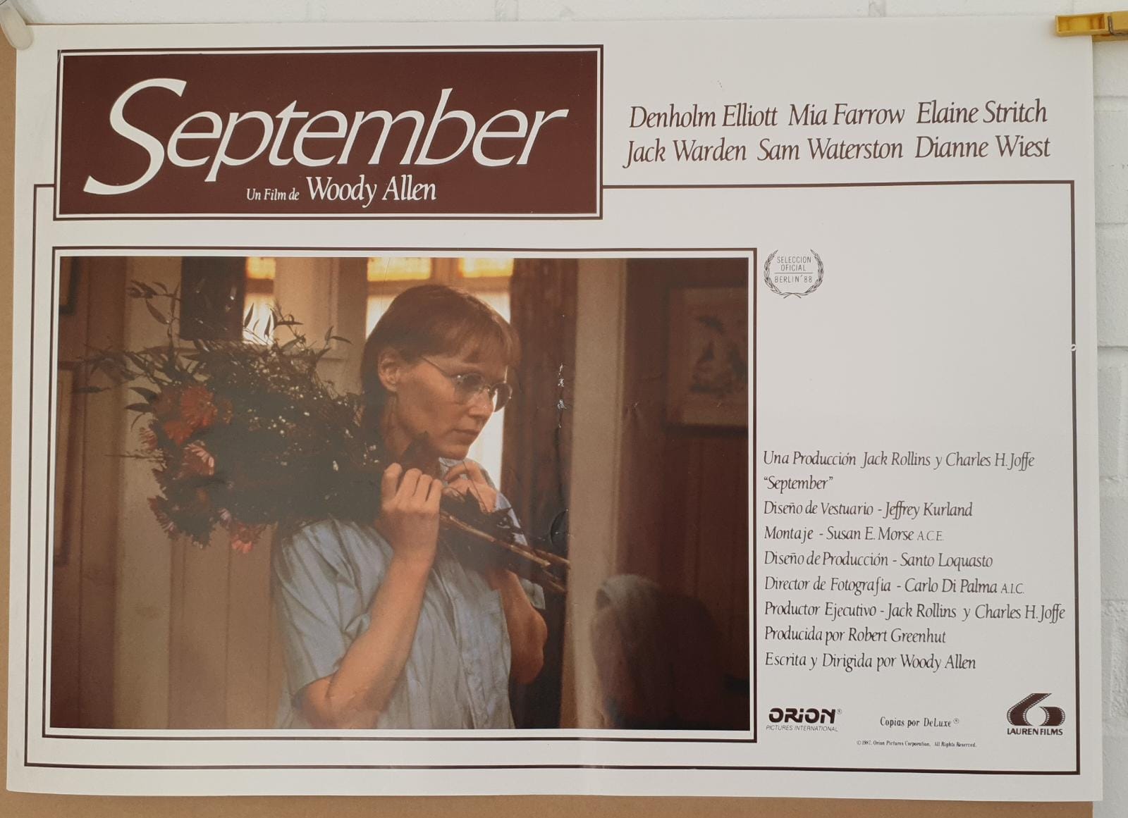 September. Woody Allen. Cartel (66x48) Año 1987