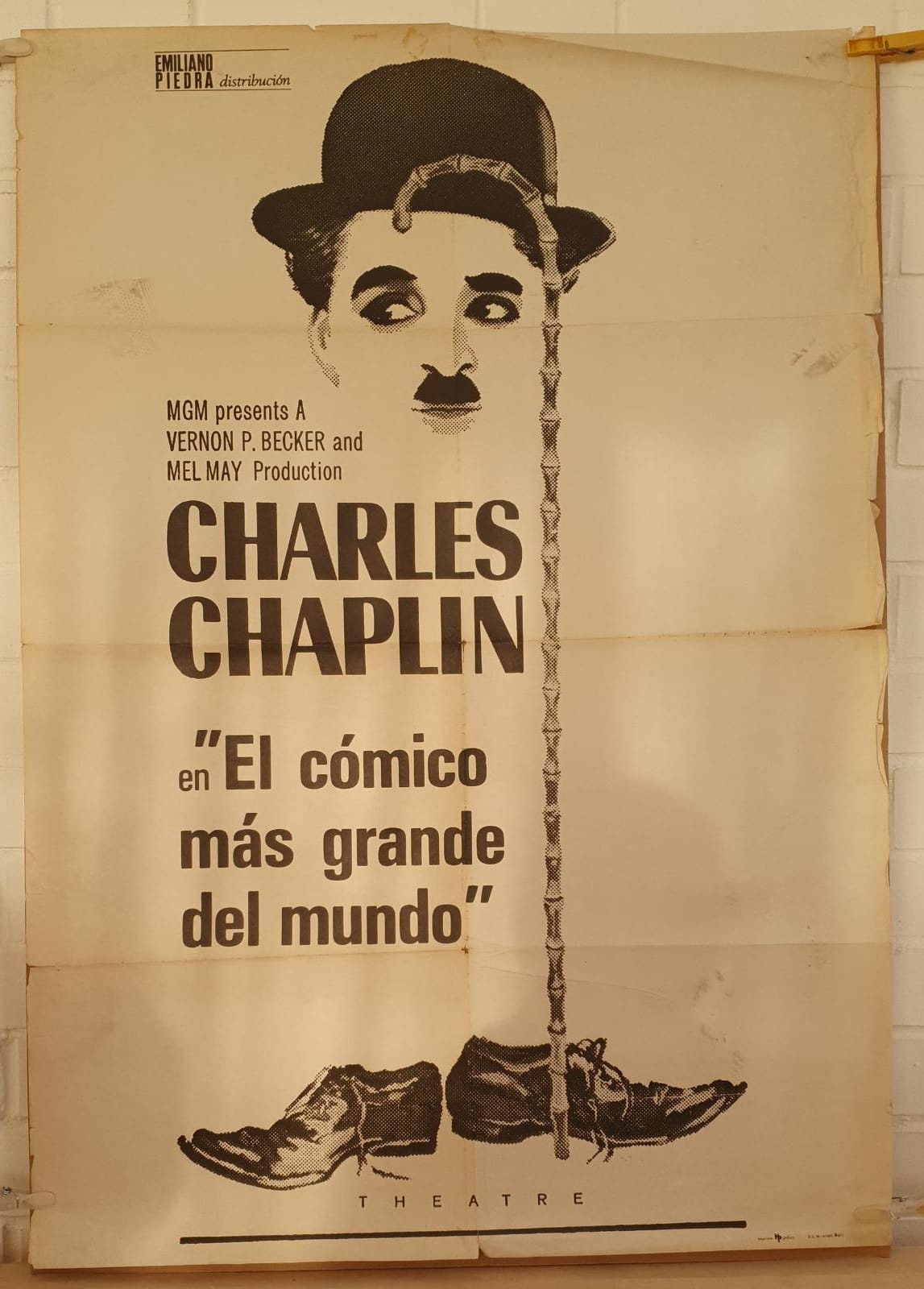 Charles Chaplin, El Cómico más grande del Mundo. Cartel (100x70) Año 1977
