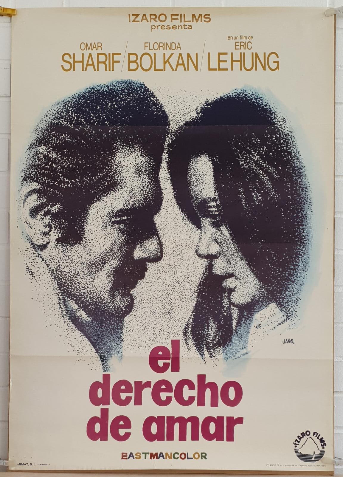El Derecho de amar. Cartel (100x70) de Estreno, 1973