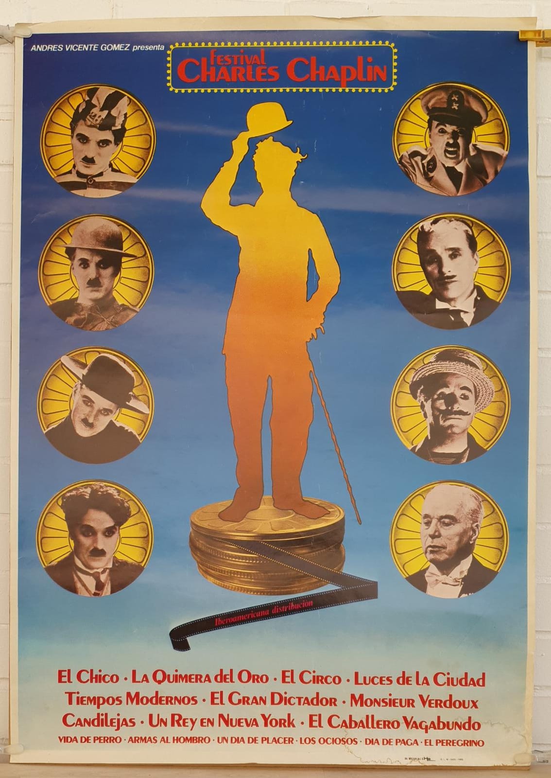 Festival Charles Chaplin. Cartel (100x70) de Estreno, 1983