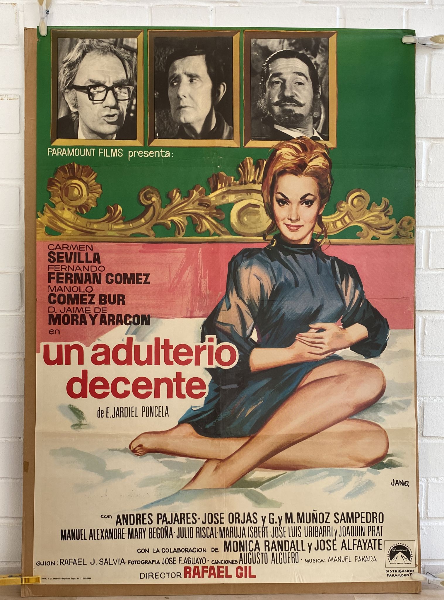 Un adulterio decente. Cartel (100x70) de Estreno 1969