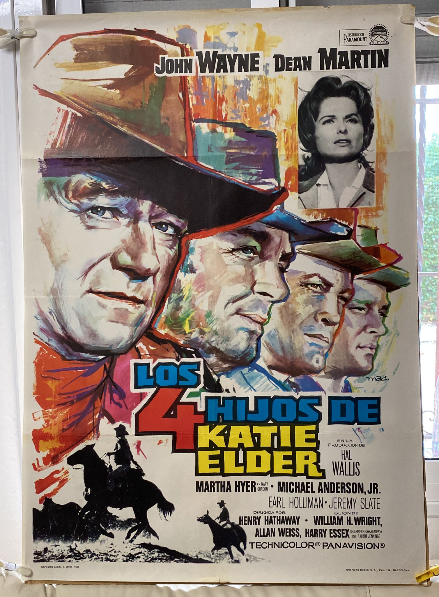 Los 4 Hijos de Katie Elder. Cartel (100x70) de Estreno, 1965