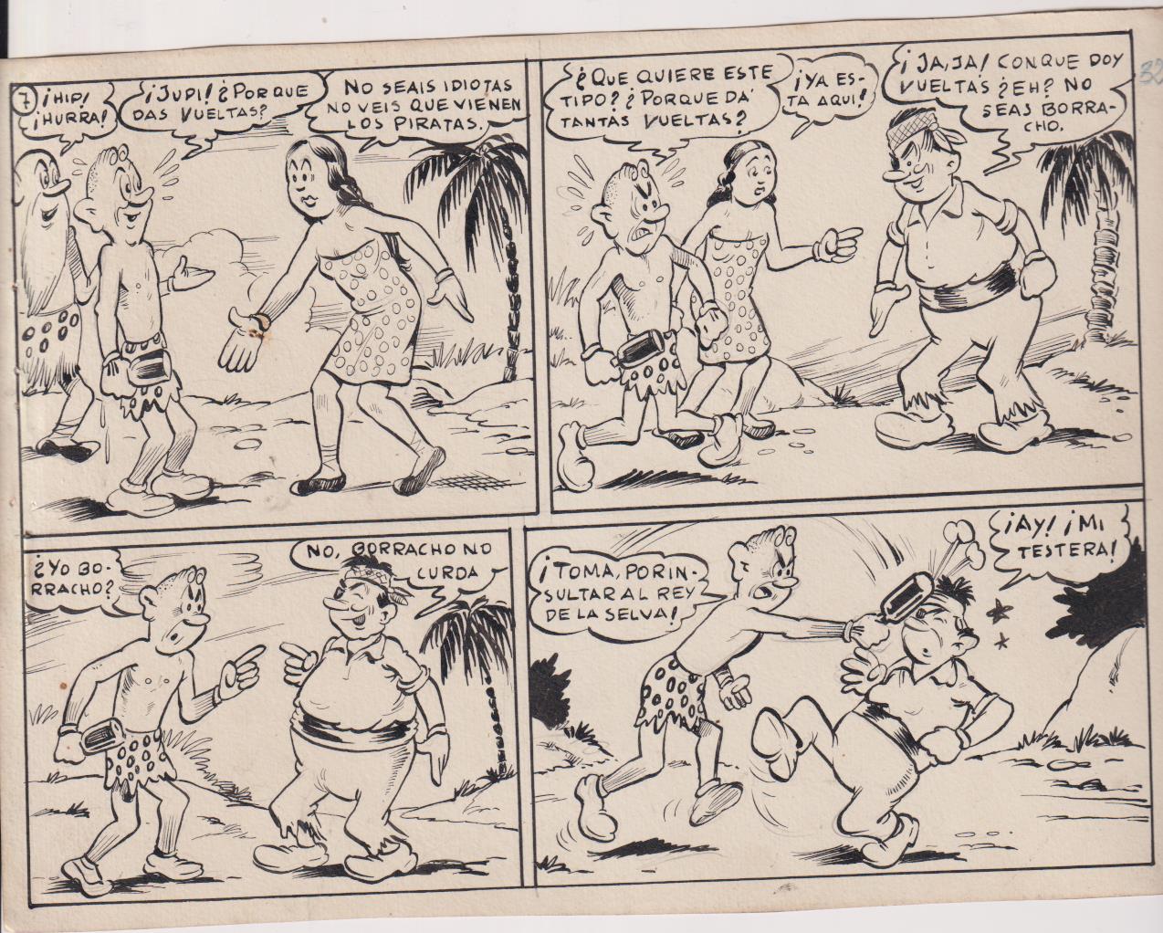 Narizán. Dibujos originales de Antonio Ayné Esbert 1946. Tebeo completo, 9 hojas más color. Nº 32 de la colección, Piratas en las Islas