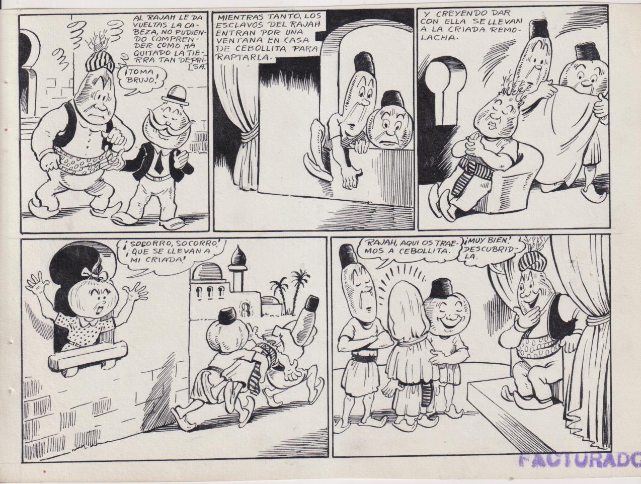 Rabanito y Cebollita. El Rajah. Dibujos Originales. (16,5x22) 9 páginas + color. Noviembre 1942