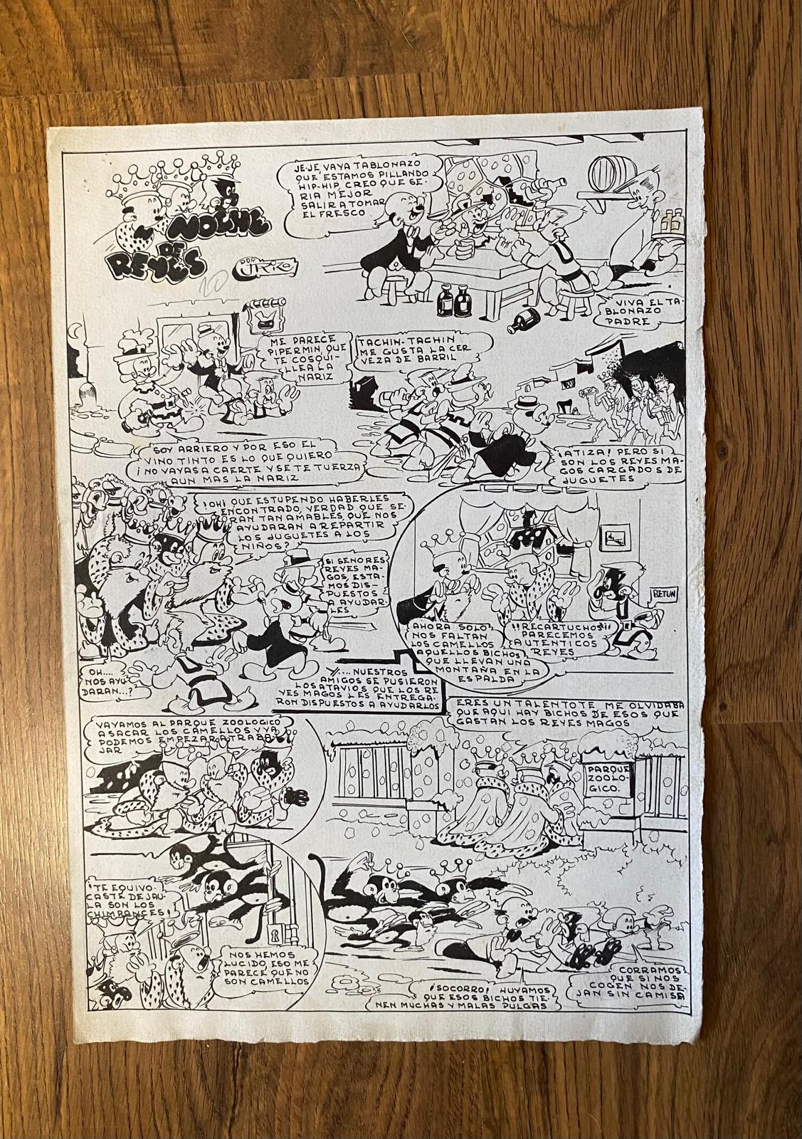 Plancha (34x24) Dibujos originales de J. Rizo. Publicado en un Almanaque de La Risa de Editorial Marco