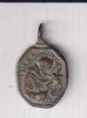 SAn Francisco de Asís . medalla (AE 15 mms.) R/ San Antonio de Padua. Siglo XVII-XVIII