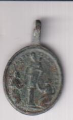 Virgen del Pilar. Medalla (AE 25 mms.) R/ Corporales de Daroca. Siglo XVII-XVIII