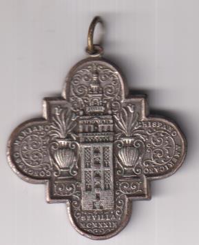 Congreso mariano Hispano Americano. Medalla (AE. Plateada 4,8 cms.) Sevilla 1929. R/ Imacula