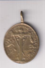 Santa faz, Escalera, travesaño y ..... Medalla (AE 30 mms.) R/ Cruz y objetos. Siglo XVII-XVIII