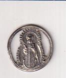 Virgen (?) Medalla (AE Plateada 15 mms.)Señal en reveso de ser pin o de solapa