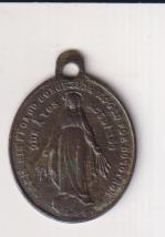 Inmaculada. Medalla en Castellano. (AE 24 mms.) R/Escudo y Corazón de Jesús y María. S. XIX