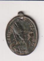 San Agustín. Medalla (AE 24 mms.) R/ Santo Tomas de Villanueva. Exergo: Roma. Siglo XVII-XVIII