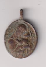 san cosme y san damián. medalla (AE 24 mms.) R/ virgen del carmen. siglo XVII-XVII. rara