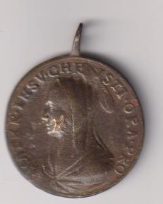 busto de jesús. ley: sole clarior. medalla. ( AE 35 mms.) R/ Busto de maría. Ley: latín. Siglo XVII-XVII
