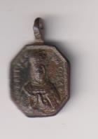 virgen del rosario de toledo. Medalla (AE 18 mms.) R/ Santo arrodillado ante la virgen. Siglo XVII-XVIII. RARA