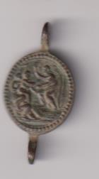 jesucristo ante tres apóstoles. medalla de rosario servita (AE 21) R/ Dolorosa. Siglo XVII-XVIII. RARA