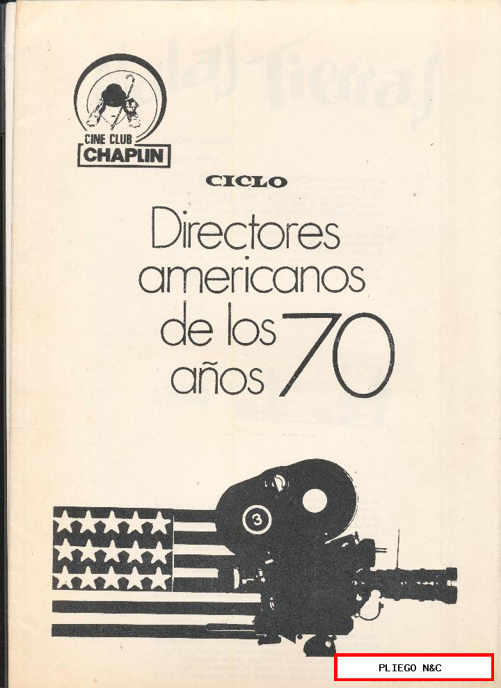 cine club Chaplin. Ciclo directores americanos de los años 70. 32x22
