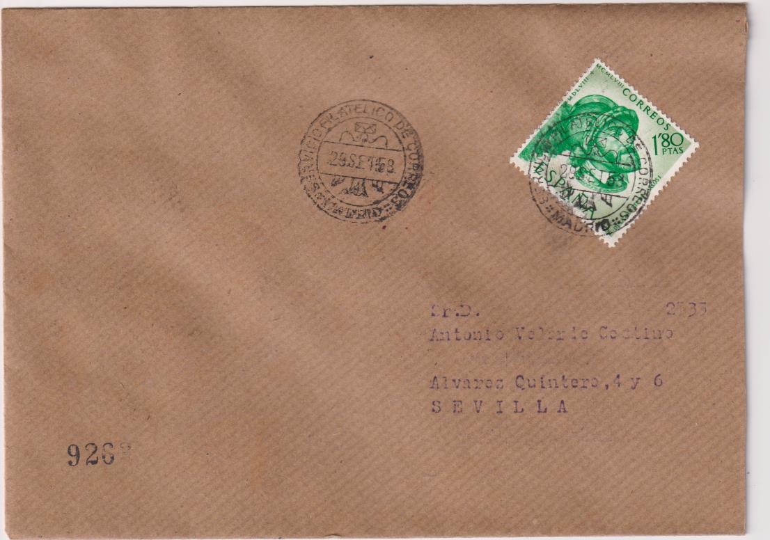Carta de Madrid a Sevilla del 29 de Septiembre de 1962. Bonitos fechadores