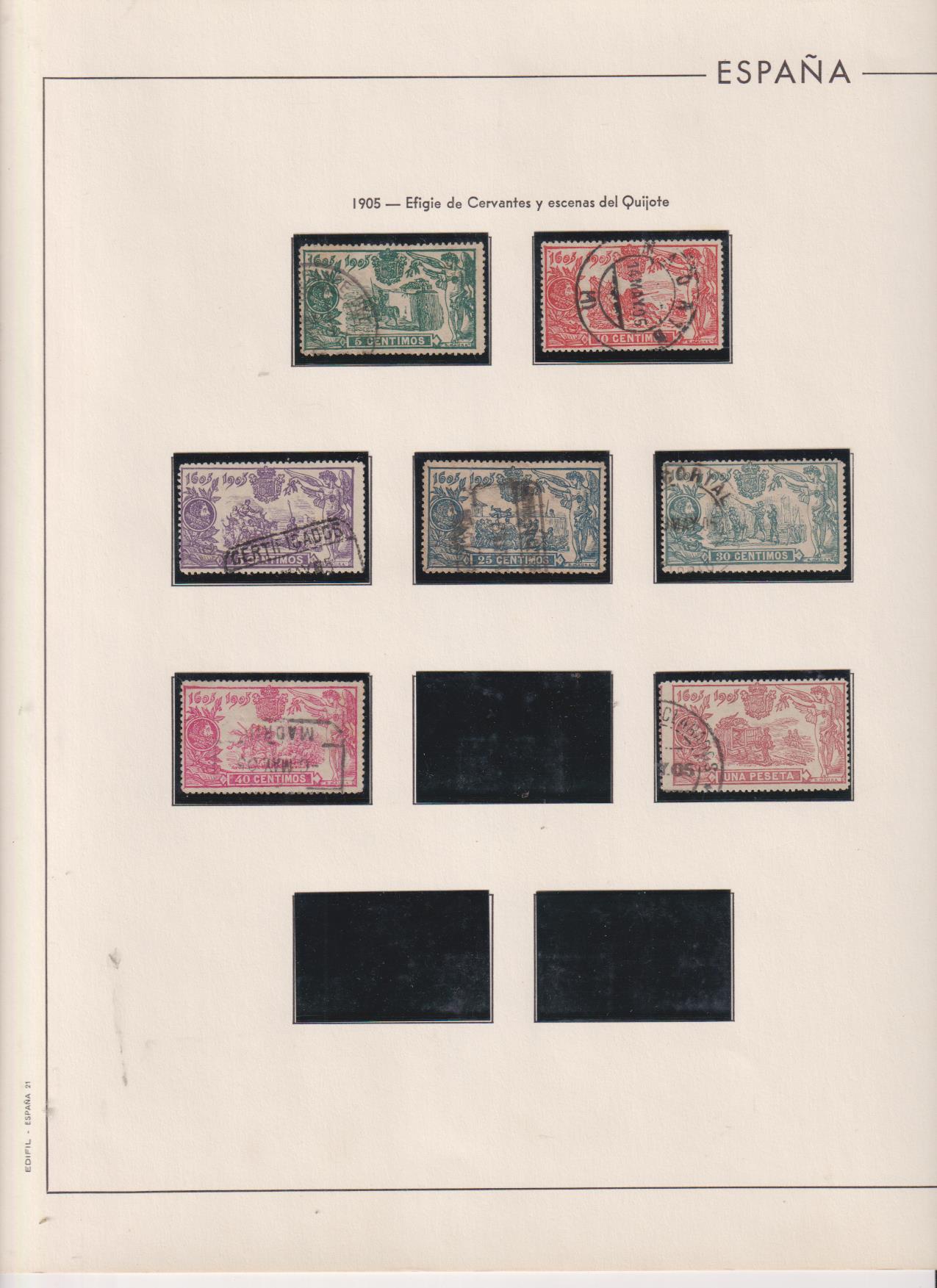 1905. III Centenario de la Publicación de El Quijote. Edifil 257,58,59,60,61,62,64. Usados