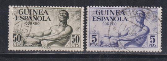 Guinea Española 1952. Edifil 311 y 313. usados