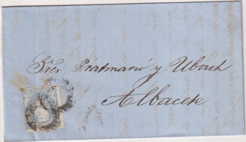 Carta de Barcelona a Albacete del 12 Jun.. 1871. Con Edifil 107