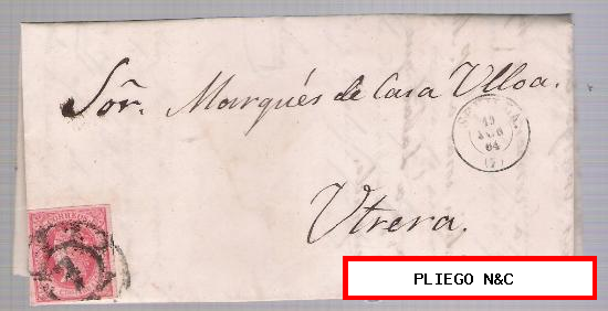Carta de Sevilla a Utrera. De 19-junio-1864. Franqueado con sello 64 y fechador negro