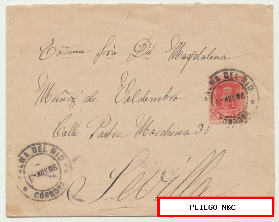 Carta de Palma del Río a Sevilla. De 6 de Noviembre de 1926. Franqueado con sello 317. Bonito