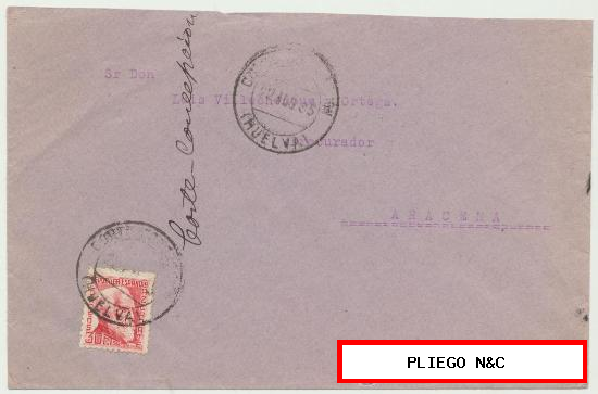 Carta de Cortegana a Sevilla. Del 22 Septiembre de 1935. Franqueado con sello 686
