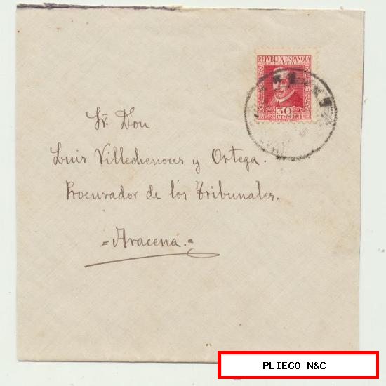 Carta de Huelva a Aracena. Franqueado con sello 691
