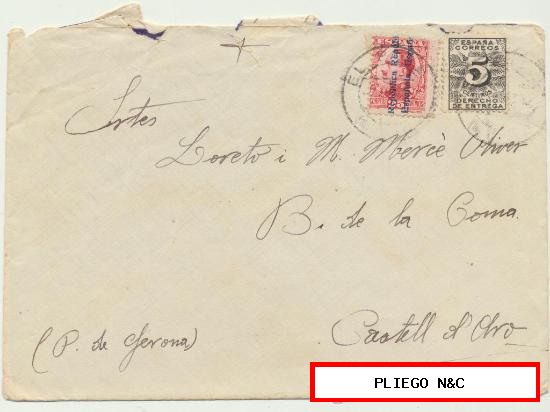 Carta de El Pardo a Castell D´Aro. Franqueada con sellos 592 y 598