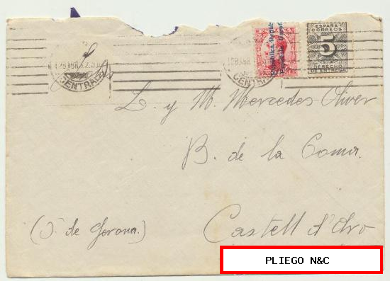 Carta de El Pardo a Castell d´Aro. De 28 de Abril de 1932. Franqueada con sellos 592 y 598