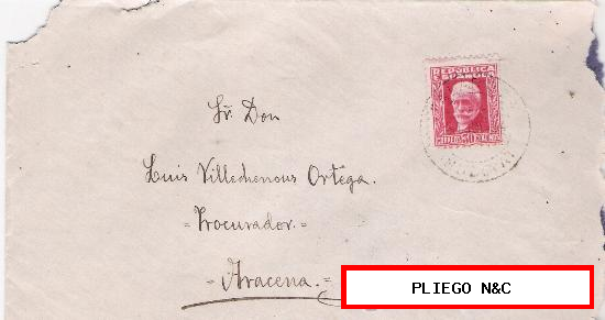 Carta de Galaroza a Aracena. Del 30 de Julio de 1934. Franqueado con sello 659