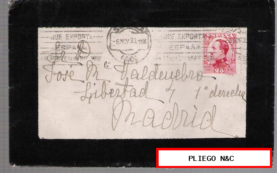 Carta de Sevilla a Madrid. De 6 Noviembre 1930. Franqueado con sello 495