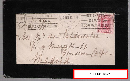 Carta de Sevilla a Madrid. De 2 Febrero 1930. Franqueado con sello 317