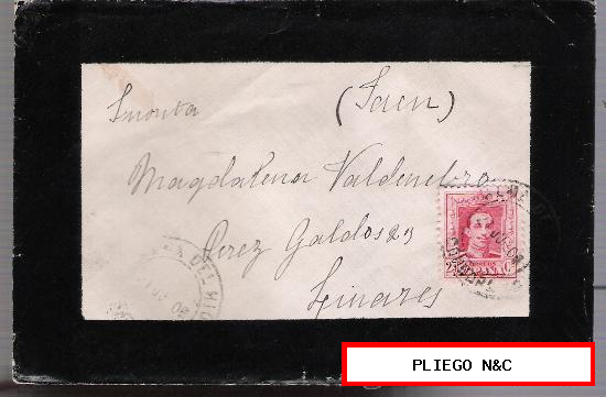 Carta de Palma del Río a Linares. De 27 Julio 1930. Franqueado con sello 317