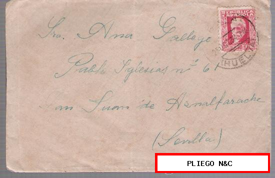 Carta de Galaroza a Sevilla. De 25 Octubre 1934. Franqueado con sello 659