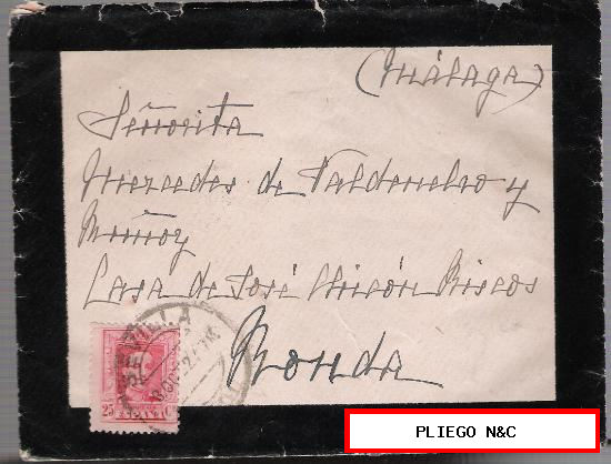 Carta de Sevilla a Ronda. De 2 de Octubre de 1927. Franqueado con sello 317