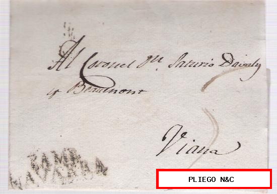 Carta de Pamplona a Viana. De 31 de Julio de 1819. Con marca 24 N