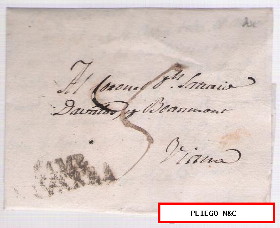 Carta de Pamplona a Viana. De 15 de Agosto de 1820. Con marca 24 N