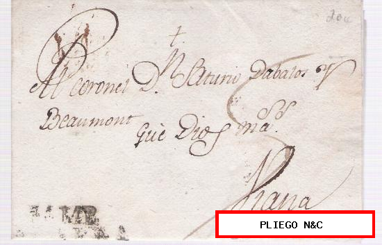 Carta de Pamplona a Viana. De 10 de Marzo de 1820. Con marca 24 N