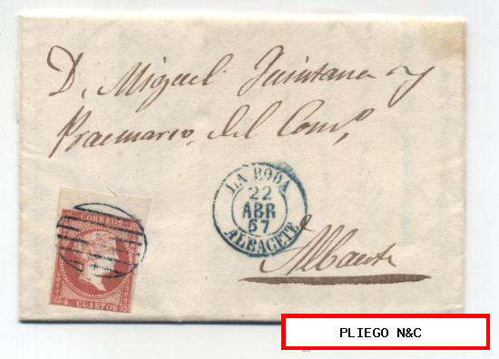 Carta de Barrax a Albacete. De 22-Abr-1857