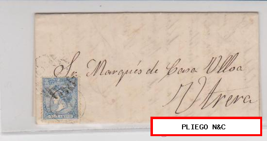 Carta de Sevilla a Utrera de 3 diciembre 1. Franqueado con sello 81, matasello parrilla con número y fechador