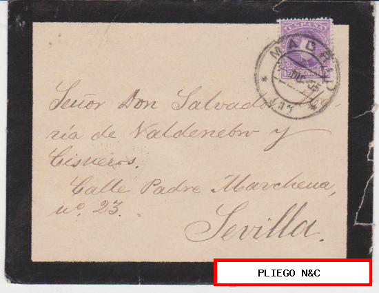 Carta de Madrid a Sevilla de Diciembre de 1905. Franqueada con sello 246