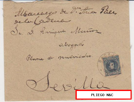Carta de Badajoz a Sevilla de Febrero de 1901. Franqueado con sello 244